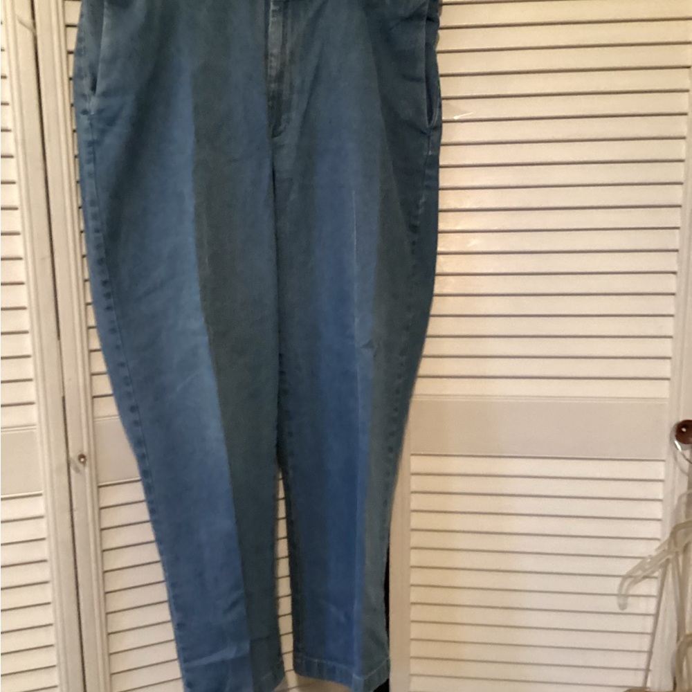 Pair of men’s flat front blue jeans, size waist 40”, inseam 30”